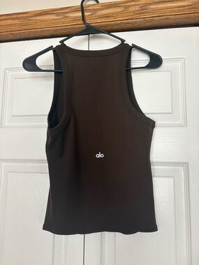 Alo Ribbed Racerback Tank - Dark Brown